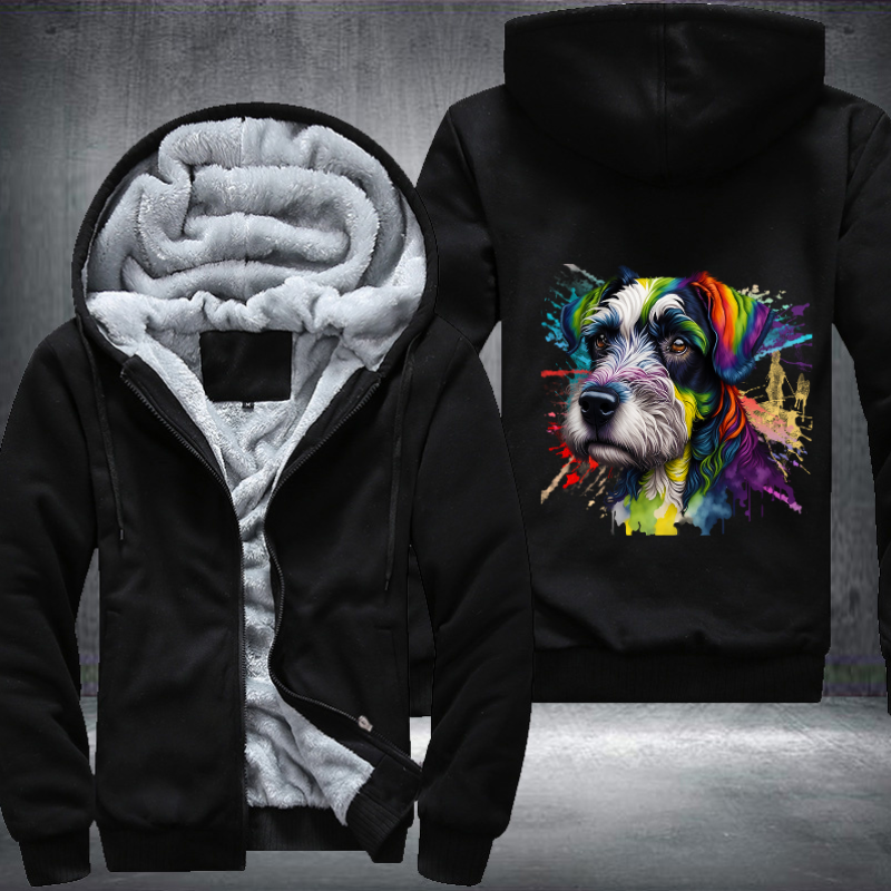 Rainbow Miniature Schnauzer dog Watercolour Fleece Hoodies Jacket