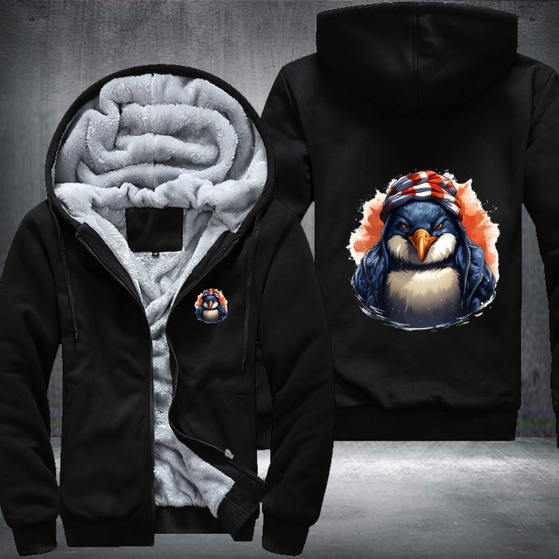 Animal Hiphop Graphic Gangster Penguin Fleece Hoodies Jacket