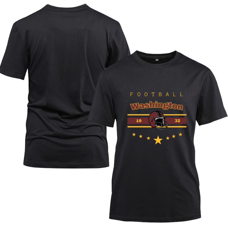 Football Washington 1932 Cotton Black Short Sleeve T-Shirt