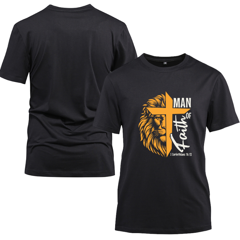 Man of God Jesus Cotton Black Short Sleeve T-Shirt