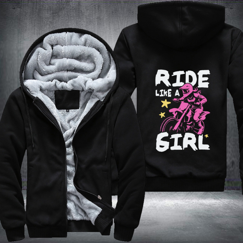 Ride Like A Girl Pattern Fleece Hoodies Jacket