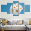 Flowers Daisy Blue sky 5 Panels Painting Canvas Wall Decoration