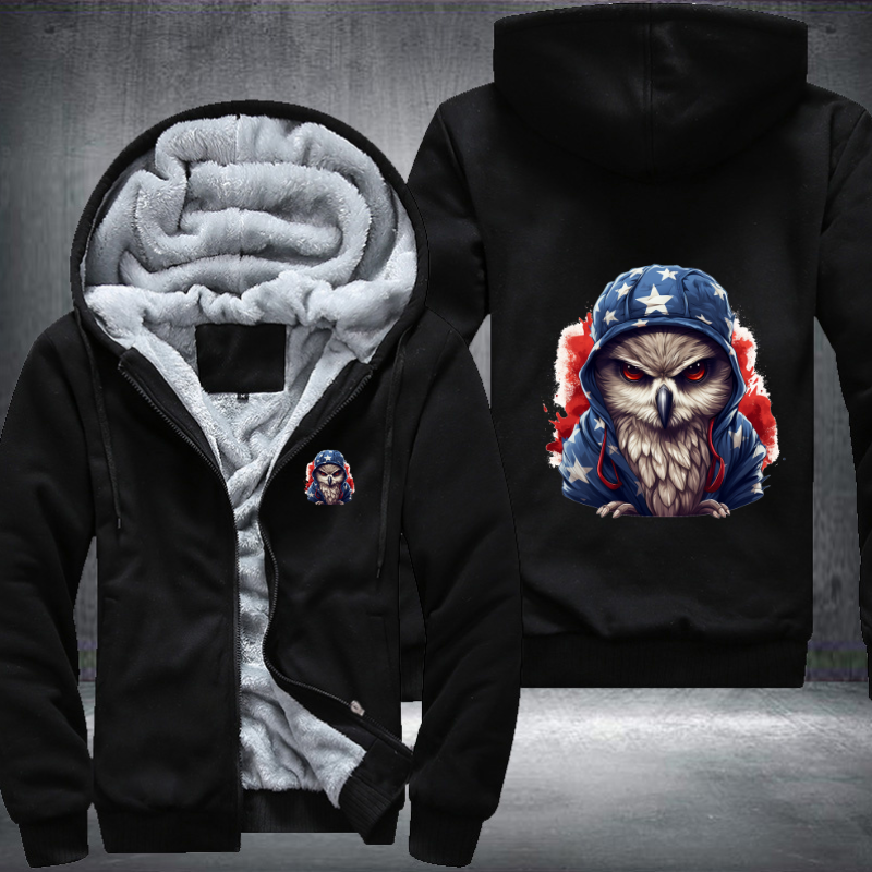 Animal Hiphop Graphic Owl Fleece Hoodies Jacket