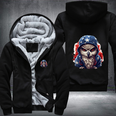 Animal Hiphop Graphic Owl Fleece Hoodies Jacket