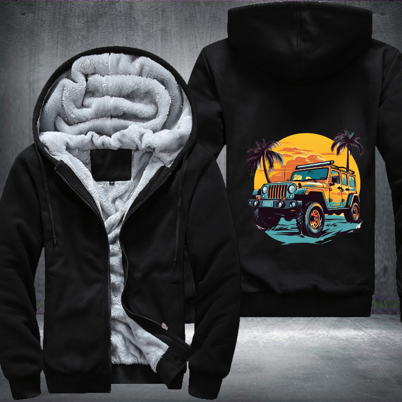 4x4 Car Tackling Sandy Shores Fleece Hoodies Jacket