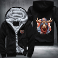 Animal Hiphop Graphic Moose Wear Glasses Fleece Hoodies Jacket