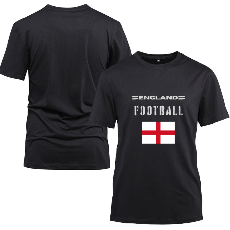 England Football Cotton Black Short Sleeve T-Shirt