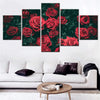 Roses Bushes Red Buds 5 Panels Painting Canvas Wall Decoration