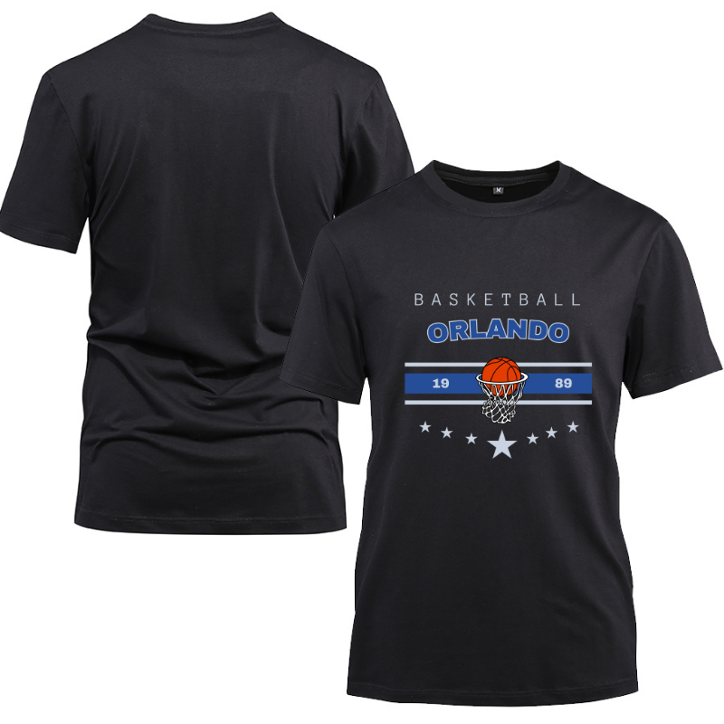 Basketball Orlando 1989 Cotton Black Short Sleeve T-Shirt