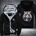 Animal Hiphop Graphic Funny White Tiger With Glasses Fleece Hoodies Jacket
