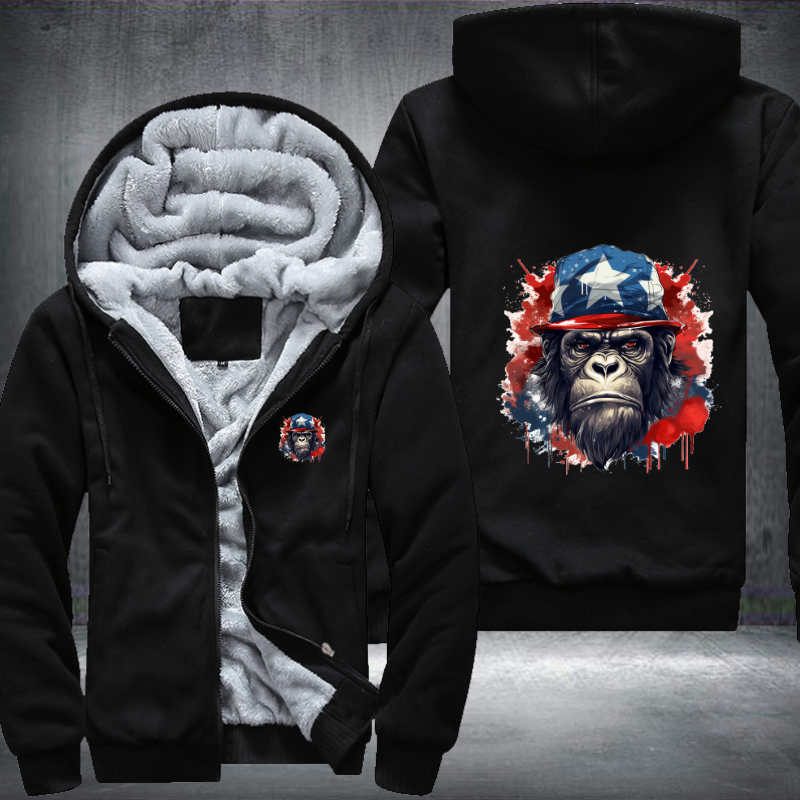 Animal Hiphop Graphic Watercolor Ape Fleece Hoodies Jacket