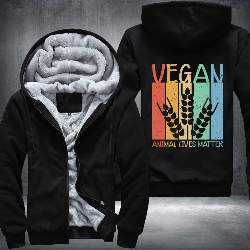 Vegan Animal Lives Matter Fleece Hoodies Jacket