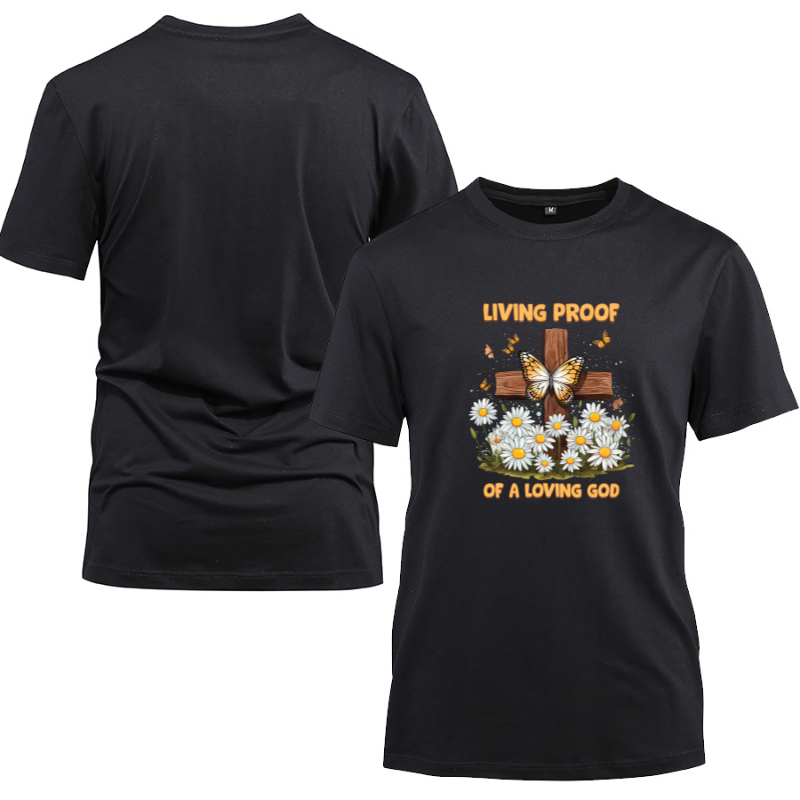 Living Proof of Loving God Cotton Black Short Sleeve T-Shirt