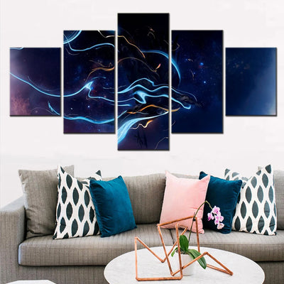 Colorful Stars Galaxy 5 Panels Painting Canvas Wall Decoration