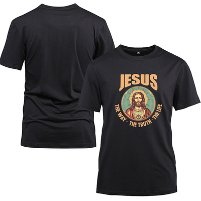 Jesus The Way The Truth The Life Cotton Black Short Sleeve T-Shirt