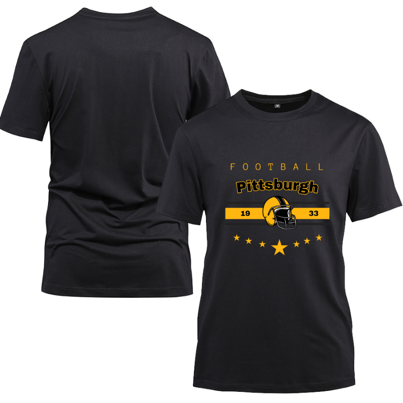 Football Pittsburgh 1933 Cotton Black Short Sleeve T-Shirt