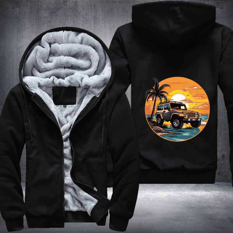 Off-Roading by the Ocean 4x4 car Fleece Hoodies Jacket