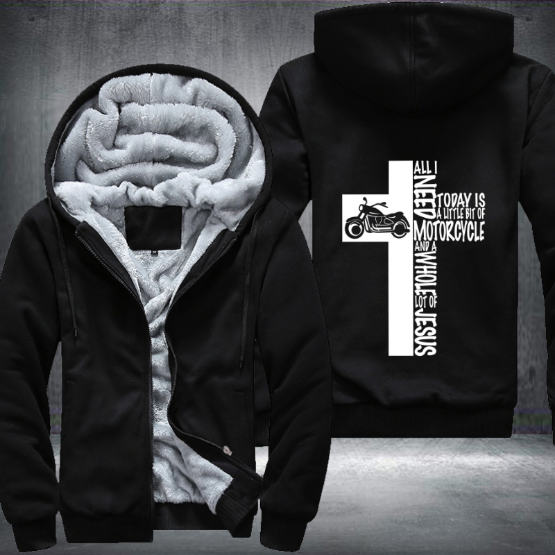 Jesus Motorcycle Cross White Fleece Hoodies Jacket
