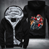 Santa Riding A Motorcycle Christmas Fleece Hoodies Jacket
