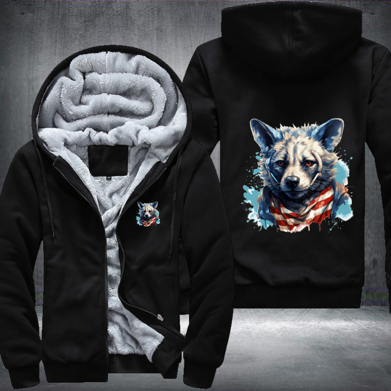 Animal Hiphop Graphic Wolf Fleece Hoodies Jacket