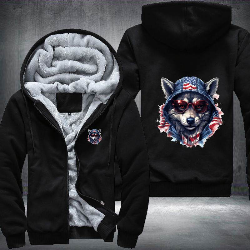 Animal Hiphop Graphic Wolf Red Glasses Fleece Hoodies Jacket