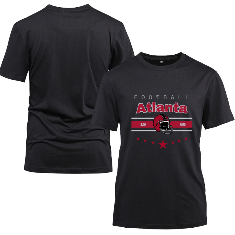 Football Atlanta 1965 Cotton Black Short Sleeve T-Shirt