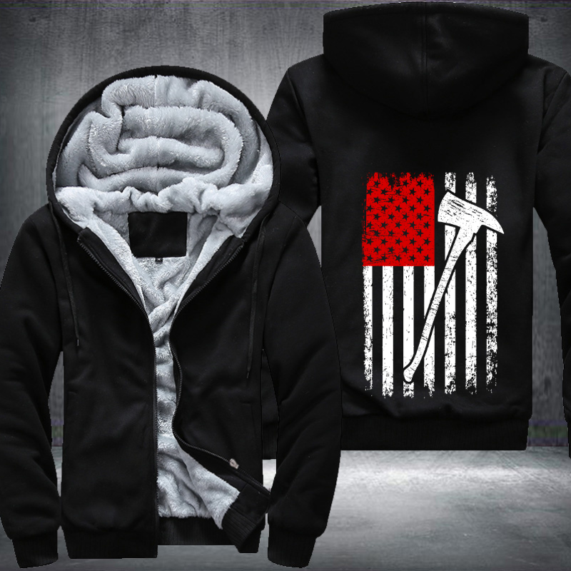 Firefighter American Flag Design Fleece Hoodies Jacket