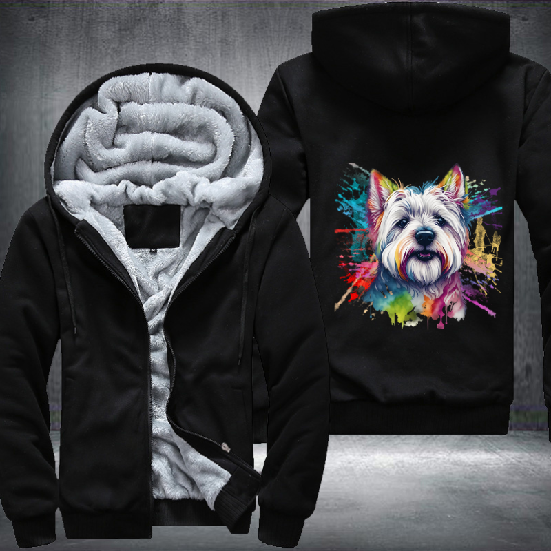 Rainbow West Highland White Terrier design Fleece Hoodies Jacket
