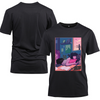 Anime Japanese The Cute Girl Relax on The Bed Cotton Black Short Sleeve T-Shirt