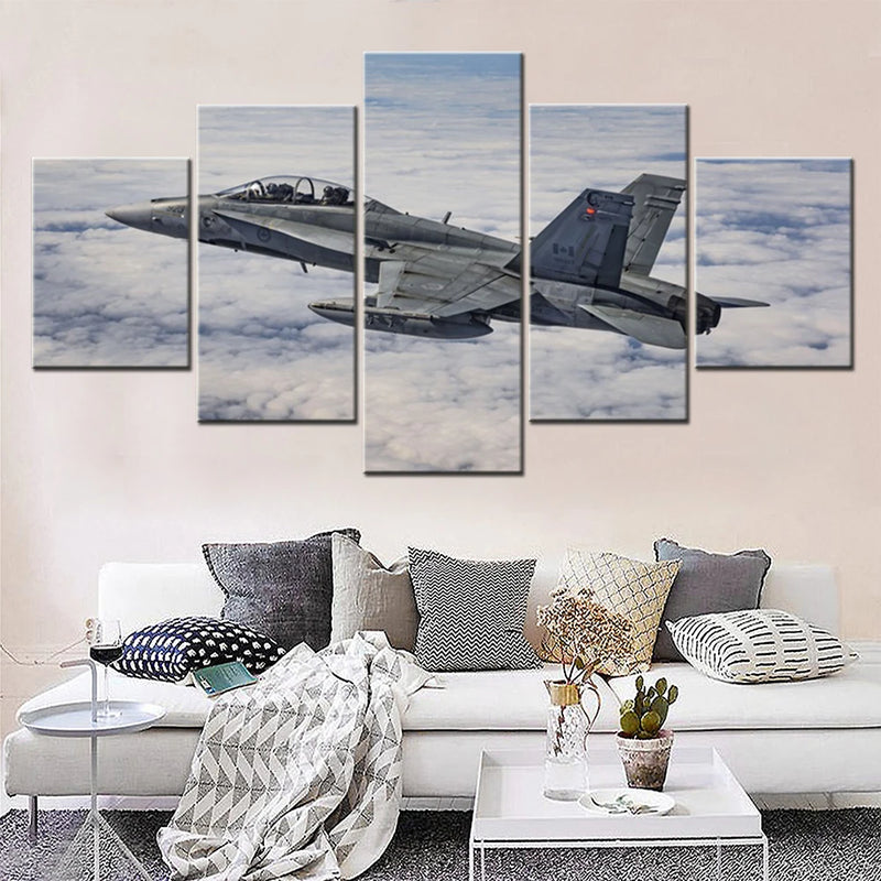 Mcdonnell Douglas Cf 18 Hornet 5 Panels Painting Canvas Wall Decoration