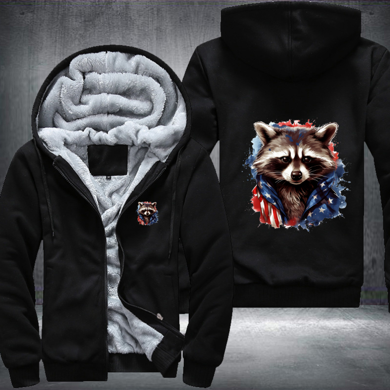 Animal Hiphop Graphic Funny Raccoon With Sunglasses Fleece Hoodies Jacket