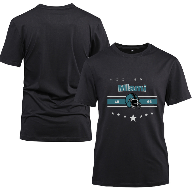 Football Miami 1966 Cotton Black Short Sleeve T-Shirt
