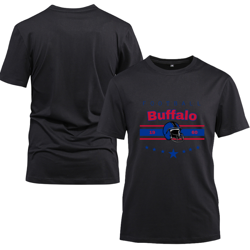 Football Buffalo 1960 Cotton Black Short Sleeve T-Shirt
