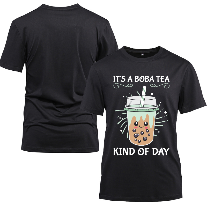 Boba Tapioca Pearls Tea Cotton Black Short Sleeve T-Shirt