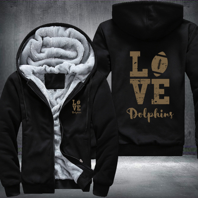 Football Gold Love Dolphins Fleece Hoodies Jacket