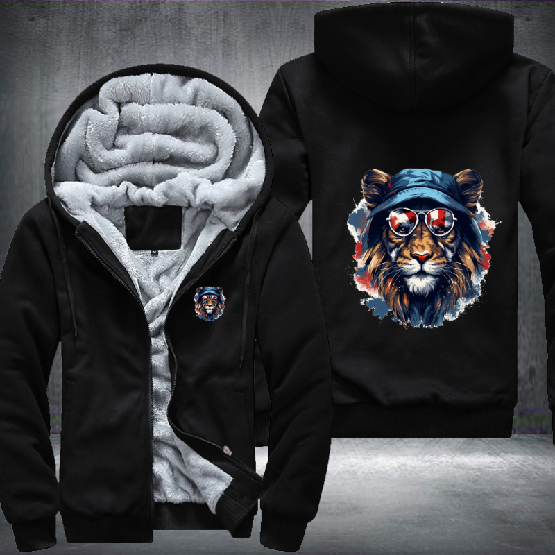 Animal Hiphop Graphic Funny Lion Fleece Hoodies Jacket