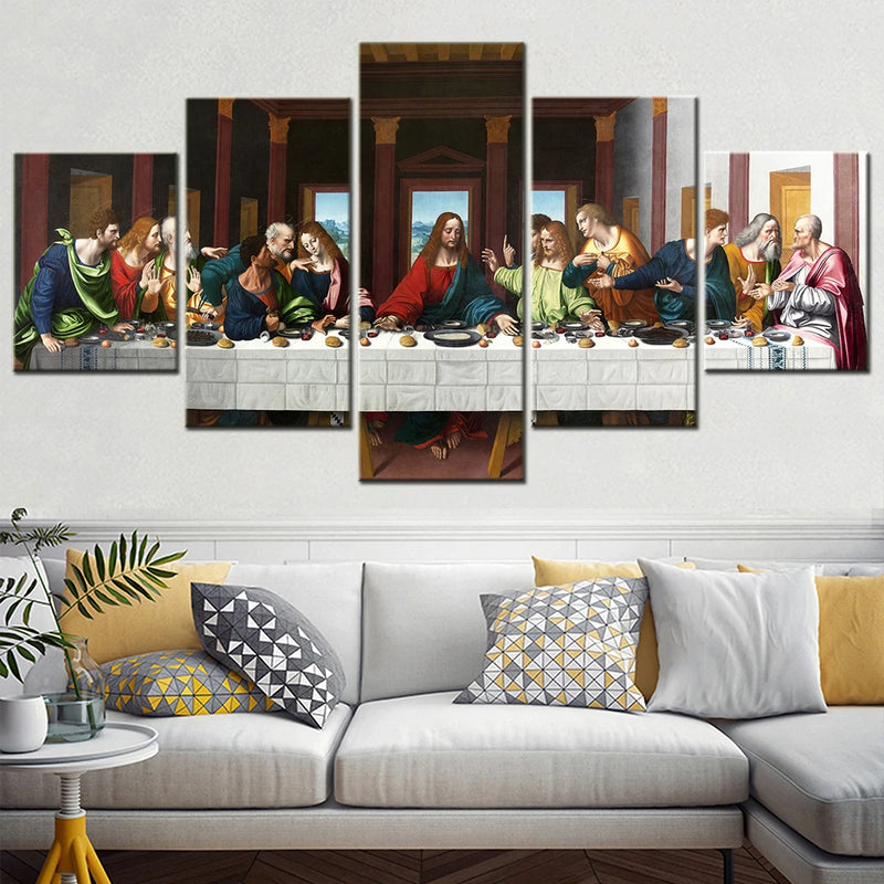 The Last Supper Picture Christianity 5 Panels Painting Canvas Wall Decoration