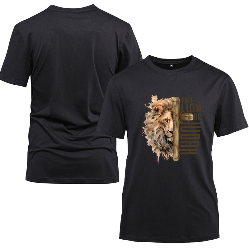 The Lion Of Judah Cotton Black Short Sleeve T-Shirt