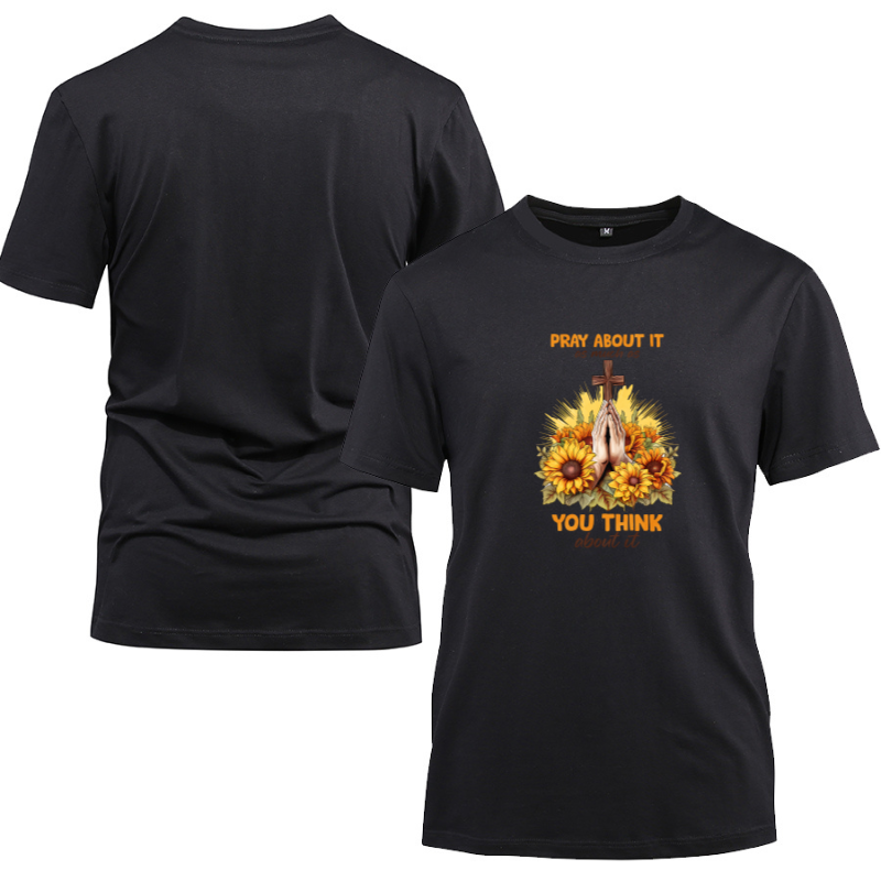 Pray About It As Much As You Think Cotton Black Short Sleeve T-Shirt