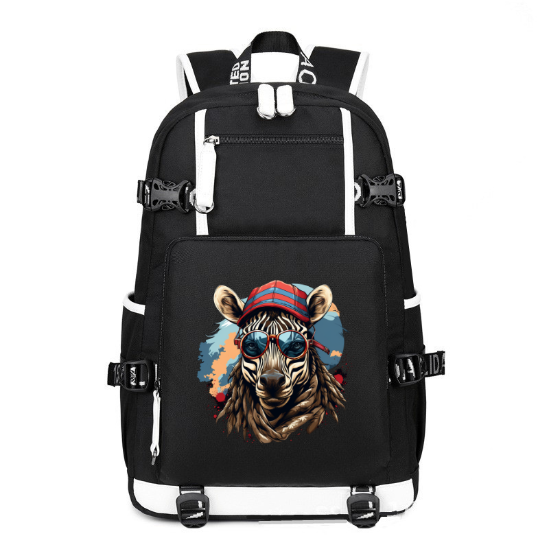 Animal Hiphop Graphic Funny Zebra printing Canvas Backpack