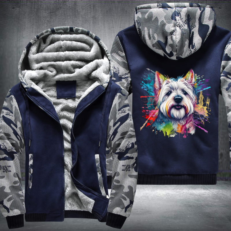Rainbow West Highland White Terrier design Fleece Hoodies Jacket
