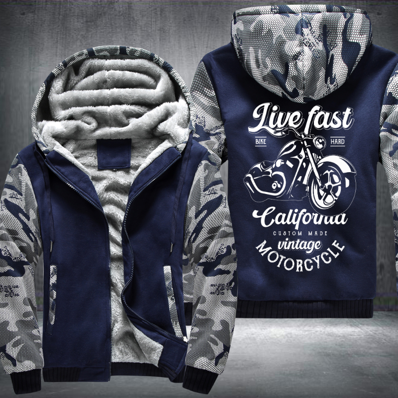 Live Fast Bike Hard Vintage Motorcycle Fleece Hoodies Jacket