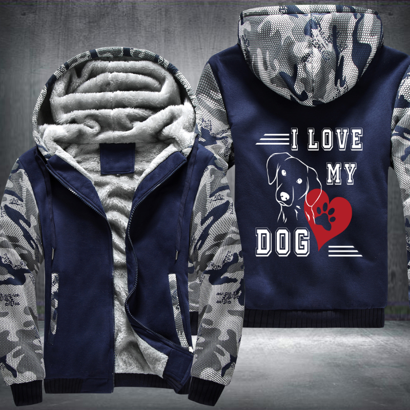 I Love My Dog Fleece Hoodies Jacket