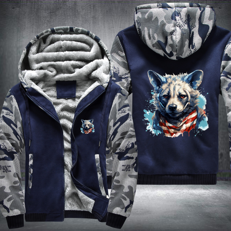 Animal Hiphop Graphic Wolf Fleece Hoodies Jacket