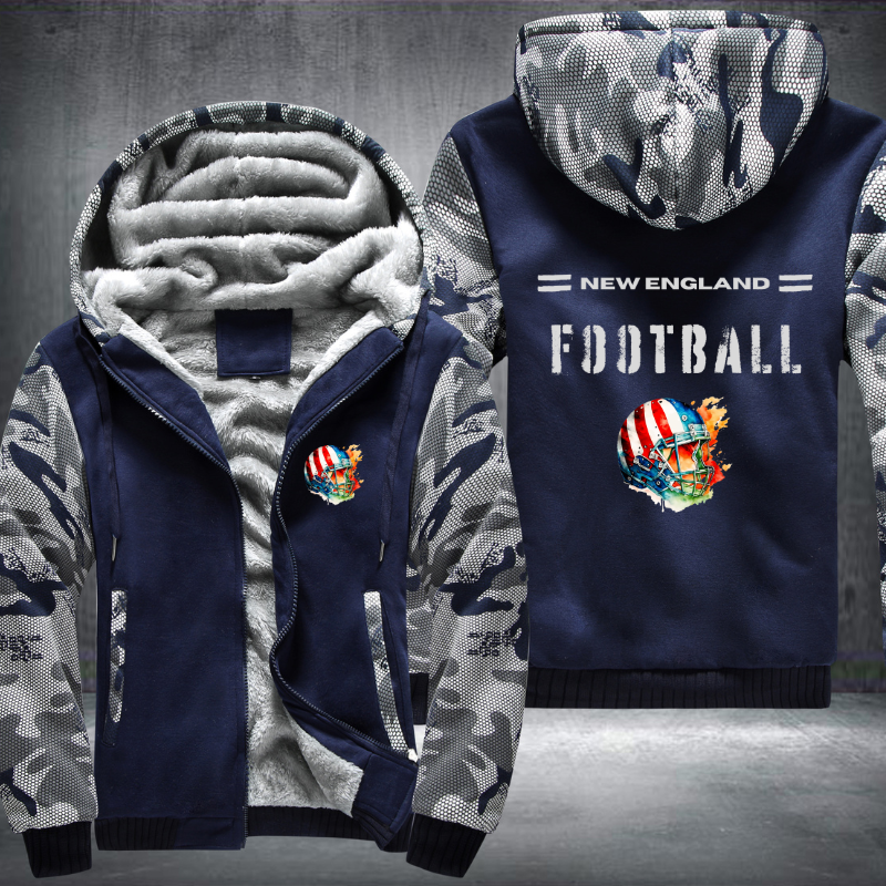 Football City USA Flag Helmet New England Fleece Hoodies Jacket