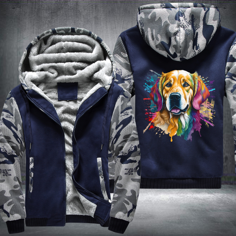 Rainbow Golden Retriever Watercolour Fleece Hoodies Jacket