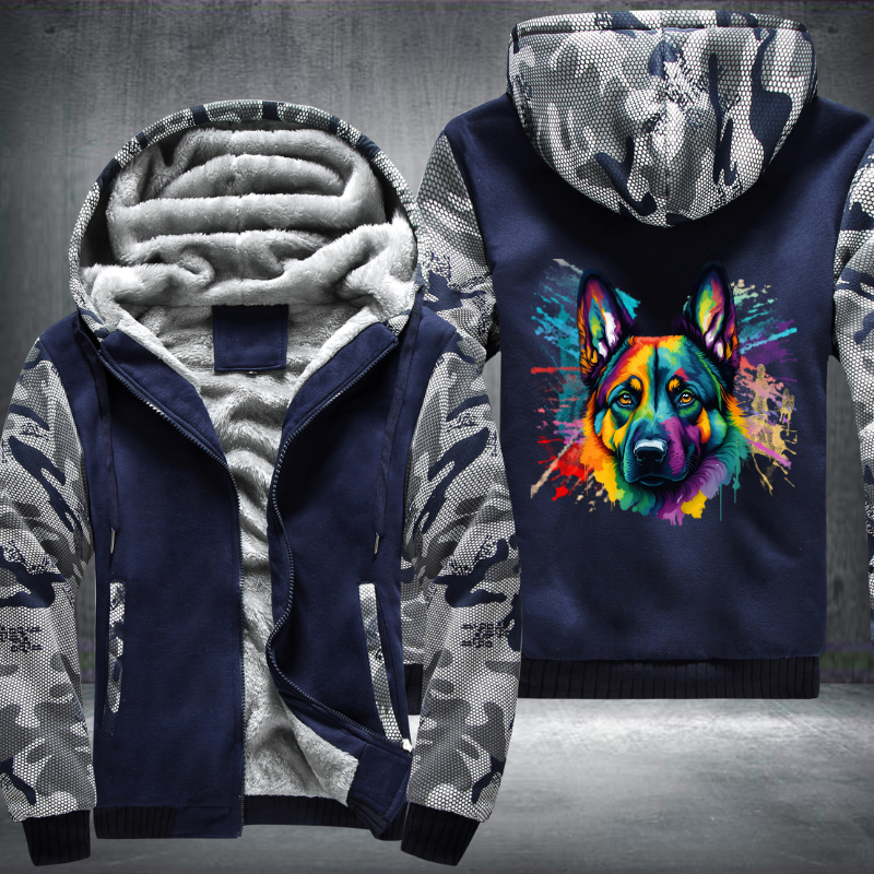 Rainbow German Shepherd Dog Watercolour Fleece Hoodies Jacket