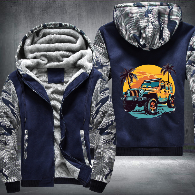 4x4 Car Tackling Sandy Shores Fleece Hoodies Jacket