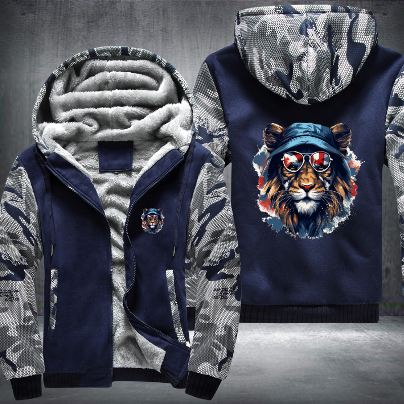 Animal Hiphop Graphic Funny Lion Fleece Hoodies Jacket
