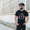 Animal Hiphop Graphic Black Tiger Cotton Black Short Sleeve T-Shirt
